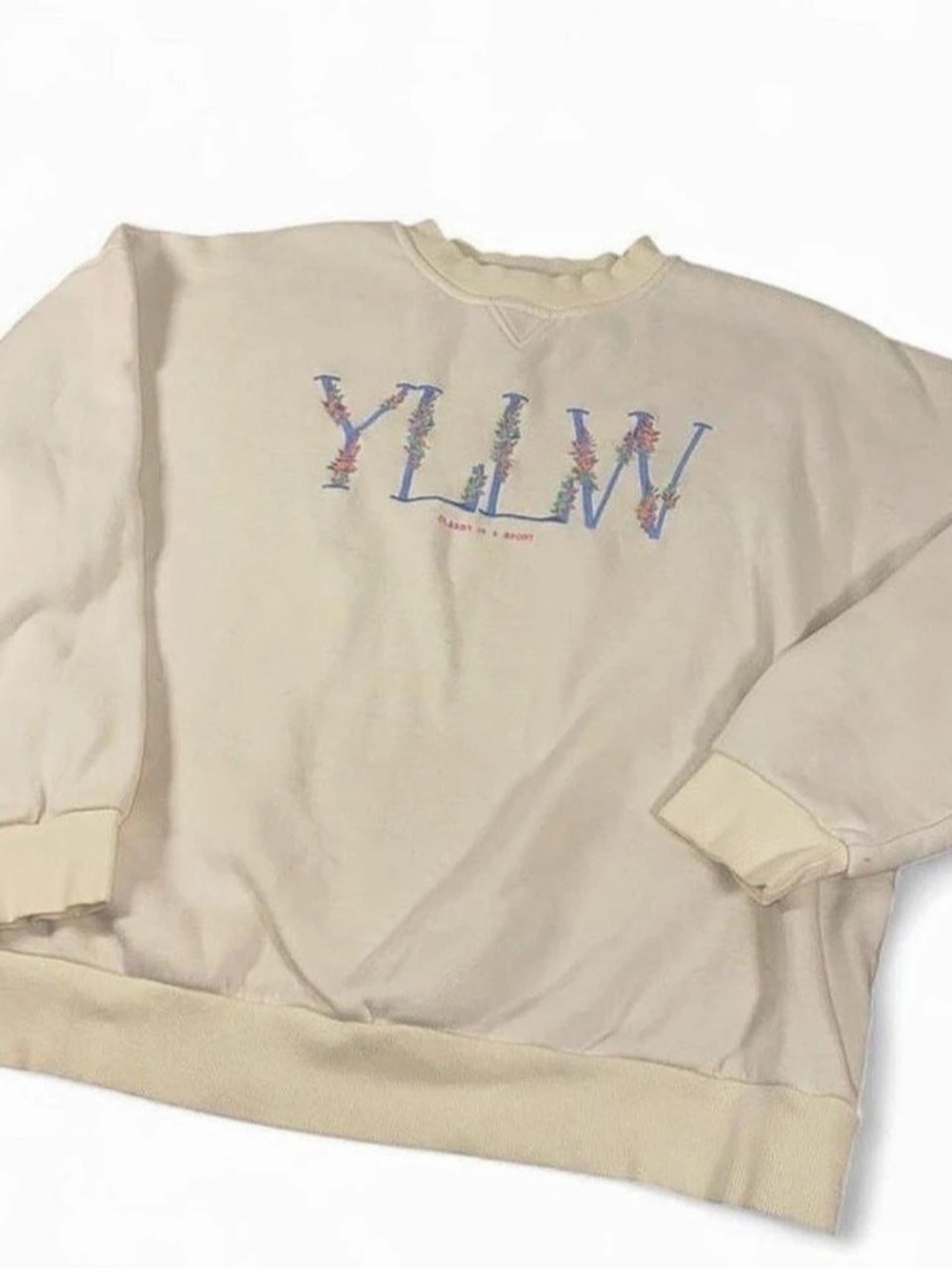 Yellow the Label Floral Logo Crewneck Sweatshirt in Cream